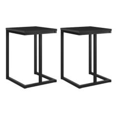 Imagem de Conjunto 2 Banquetas Varanda Gourmet Tubo Preto Madeirado Preto