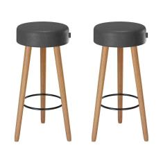 Imagem de Kit 2 Banquetas Alta Estofada 70 cm Pés Palito P/ Área Gourmet Bancada Cozinha Churrasqueira Londres