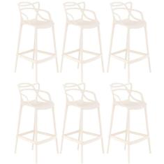 Imagem de Kit 6 Banquetas Altas Bancada Cozinha Masters Allegra Creme