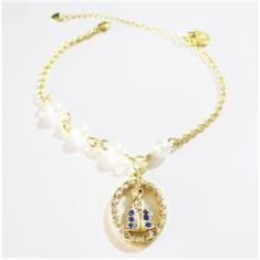 Imagem de Pulseira Religiosa Aparecida Com Pérolas Folheado Ouro 18k