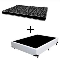 Imagem de Cama Box Casal 138 Tecido Sintético Branco Com Colchão Hamburgo Bello