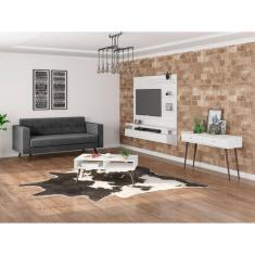 Imagem de Sofá Vitrola 3 lugares Suede Montreal Cinza