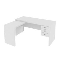 Imagem de Mesa Escritório De Canto Com 3 Gavetas Me4106 Branco - Tecnomobili - T