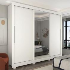 Imagem de Guarda-roupa Casal 3 Portas 1 Porta Espelhada com Pés Royale Branco