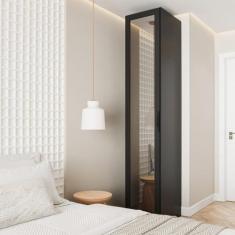 Imagem de Guarda Roupa Modulado 1 Porta Reflecta com 6 Prateleiras Hera Cabecasa Madeiramadeira Preto