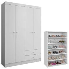 Imagem de Guarda Roupa Louise E Sapateira Laís Branco Brilho - Ajl