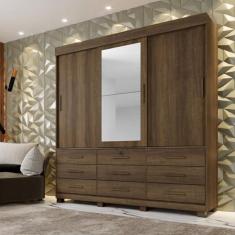 Imagem de Guarda-roupa Londres com Espelho e 9 Gavetas Imbuia