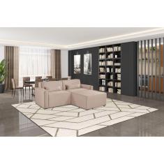 Imagem de Sofá 2 Lugares em Linho com Puff 208cm Lutz Yescasa Cru