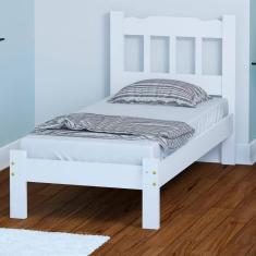 Imagem de Cama Solteiro Em Madeira Maciça Branco Nemargi