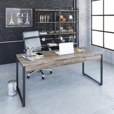 Imagem de Mesa para Escritório Diretor Estilo Industrial 180cm Kuadra Compace Carvalho Dark