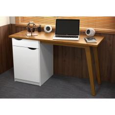 Imagem de Escrivaninha Home Offica Mesa Para Computador Branco acetinado/Cumarú