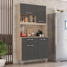 Imagem de Cozinha Compacta 4 Portas 1 Gaveta Malta Demobile Avena/grafito