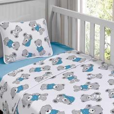 Imagem de Jogo de Cama Tecebem Malha Mini Cama(Montessoriana)Bento 3 Peças Azul