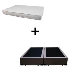 Imagem de Cama Box Casal 138 Bipartido Tecido Sintético Marrom Com Colchão Roma Bello Box 100% Espuma D45 Bege 54x138x188