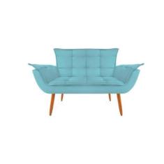 Imagem de Namoradeira Opala Decorativa 2 Lugares Suede Azul Tiffany - Maitê Moda
