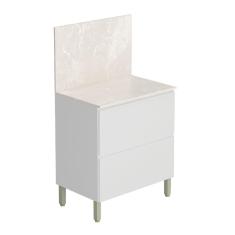 Imagem de Balcão De Cozinha Duplo Com Tampo E Painel 1 Portas 1 Gavetas 0,80M Branco Art Kits Paraná