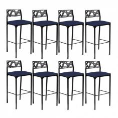 Imagem de Kit 8 Banquetas Luiza Azul Marinho