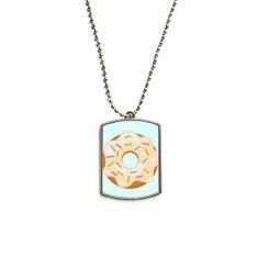 Imagem de DIYthinker Colar para animais de estimação com pingente de corrente de aço inoxidável para doces com rosquinha verde