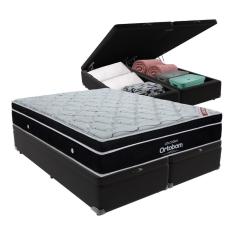 Imagem de Cama Box Queen Preto Baú Ortobom Elegant Molas Ensacadas