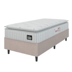 Imagem de Cama Box Colchão Solteiro Espuma D45 Lazio Pillow Top 88x67cm Branco/bege Hellen Branco