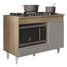 Imagem de Balcão Multiuso Para Cooktop 4 Bocas Georgia Castanho/cinza - Lumil Móveis