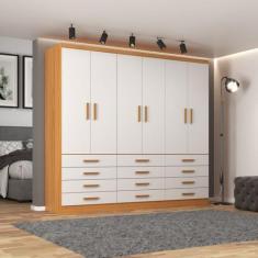 Imagem de Guarda-Roupa Casal New Mônaco 6 Portas 12 Gavetas Cinnamomo/Branco - E