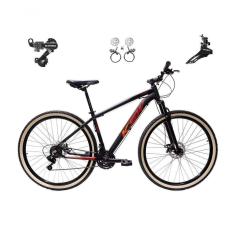 Imagem de Bicicleta Aro 29 Ksw Xlt 24v K7 Câmbios Shimano Freio Hidráulico Garfo Trava Pneu Faixa - Preto/vermelho/laranja Tam.15