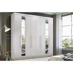 Imagem de Guarda Roupa 8 Portas (2 c/ Espelho) e 4 Gavetas c/ Pés Master New 8.4 Branco - Santos Andirá