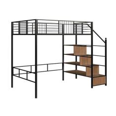 Imagem de Beliche Suspenso com Escada Morgan Solteiro Preto