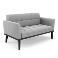 Imagem de Sofá Namoradeira 2 Lugares Base De Madeira Preto Elisa Suede D03 - D`rossi Cor Cinza