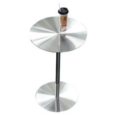 Imagem de Mesa de bar de aço inoxidável com base estável, mesa de jantar redonda alta de pub pequeno sofá mesa lateral mesa de coquetel mesa de bistrô para casa, escritório, cozinha