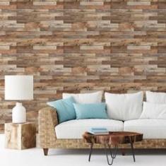 Imagem de Papel de Parede Madeira Mesclada Linear Adesivo 57x270cm