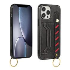 Imagem de Moda carteira dupla slot para cartão de crédito capa traseira para iphone 13 pro max 12 mini 11 xr x xs 7 8 plus 14 pro max capa de couro de luxo, preto, para iphone 14pro max