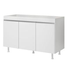Imagem de Balcão Buffet Gabinete de Cozinha Lux 119cm 100% MDF Sem Tampo 03 Portas Branco - Desk Design