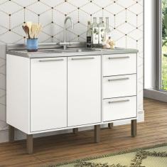 Imagem de Balcão para Pia 120cm 2 Portas 3 Gavetas Montreal Branco