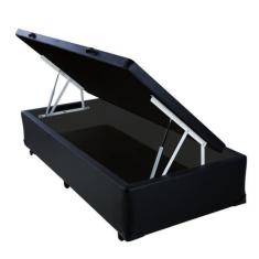Imagem de Cama Box Solteiro Com Baú Sonnoforte Material Sintético Preto Com Pist