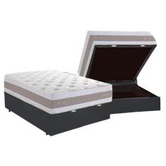 Imagem de Cama Box Baú Casal + Colchão Herval Inverno Verão C1666 Molas Ensacada