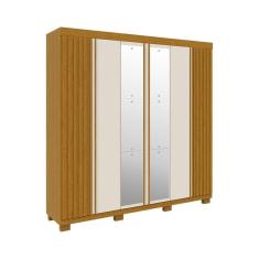 Imagem de Guarda Roupa Casal 100% Mdf 6 Portas Ripado 6 Gavetas Eliza Acp Móveis Cinamomo/Off White