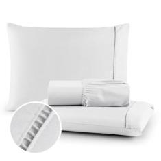Imagem de Roupa de Cama Casal Queen Jogo Lençol 400 Fios Micropercal 3 Pçs - Toq