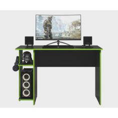 Imagem de Escrivaninha Mesa para Computador Gamer Preto com Verde - MoveisAqui