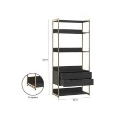 Imagem de Guarda-Roupa Closet Industrial Mital 4 gv Preto e Dourado 143 cm