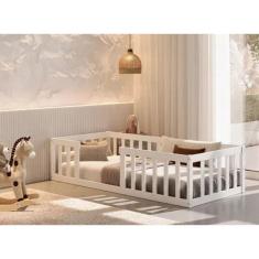 Imagem de Cama Solteiro Montessoriane Com Grade Branco