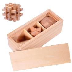 Imagem de Quebra-cabeça de madeira Buootooy 3D Mind iq Logic Test com caixa