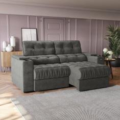Imagem de Sof  230 Cm Com Porta Copos Retr til E Reclin vel Premier Chu