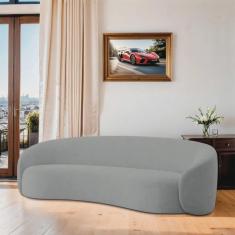Imagem de Sofá Curvo Orgânico Sala Recepção 3 Lugares Alemanha 200cm Bouclé