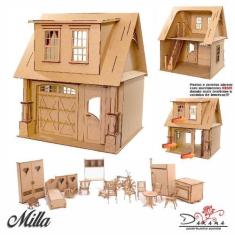 Imagem de Kit Casa Bonecas Escala Barbie Garagem Milla Nat 18 Moveis - Indústria