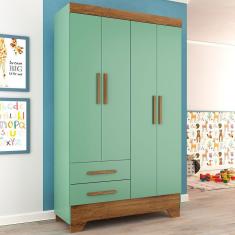 Imagem de Guarda-Roupa Infantil 4 Portas 2 Gavetas Verde - Panorama Móveis