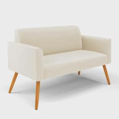 Imagem de Sofá Namoradeira Pés Palito Castanho Marisa Veludo Bege D03 - D'Rossi