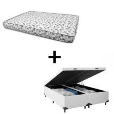 Imagem de Cama Box Baú Queen 158 - Tecido Sintético Branco Com Colchão Nápoles Bello Box - 100% Espuma - Branco D33 55x158x198