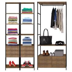 Imagem de Quarto Modulado Closet 8 Gavetas Estilo Industrial Steel Quadra Vermon